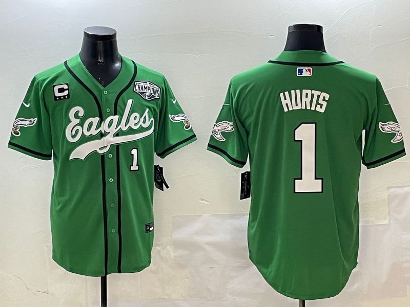 Men Philadelphia Eagles #1 Hurts Green three generations Jointly Name 2025 Nike Limited NFL Jersey style 16